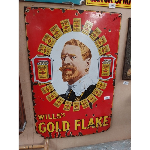 145 - Rare  Wills's Gold Flake enamel advertising sign. {76 cm H x 51 cm W}