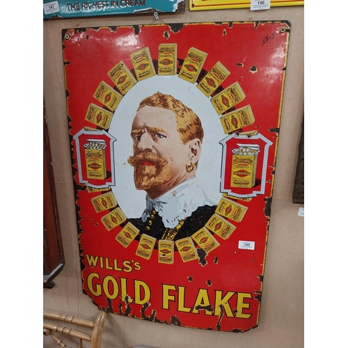 145 - Rare  Wills's Gold Flake enamel advertising sign. {76 cm H x 51 cm W}