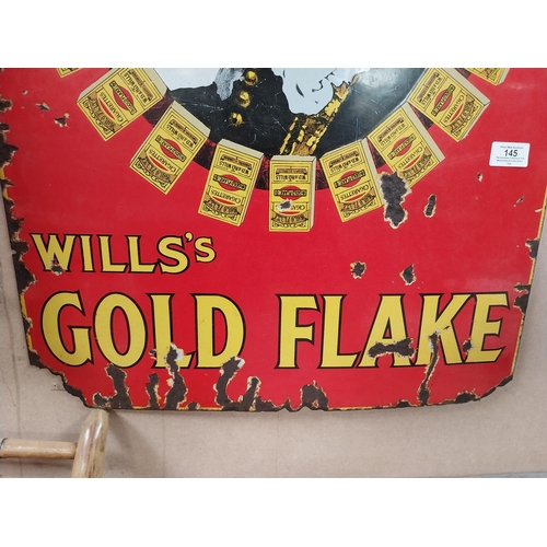 145 - Rare  Wills's Gold Flake enamel advertising sign. {76 cm H x 51 cm W}