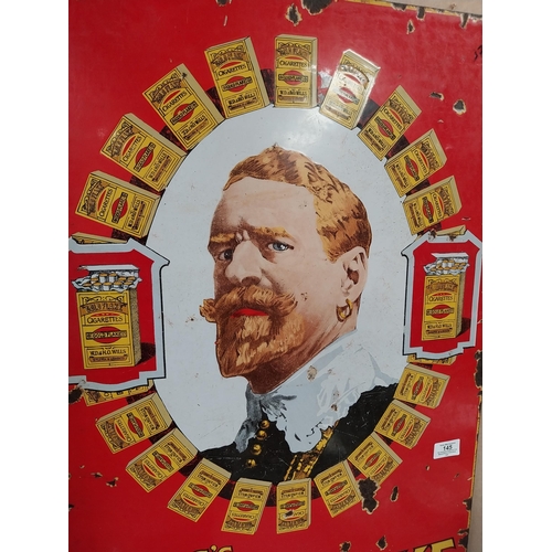 145 - Rare  Wills's Gold Flake enamel advertising sign. {76 cm H x 51 cm W}