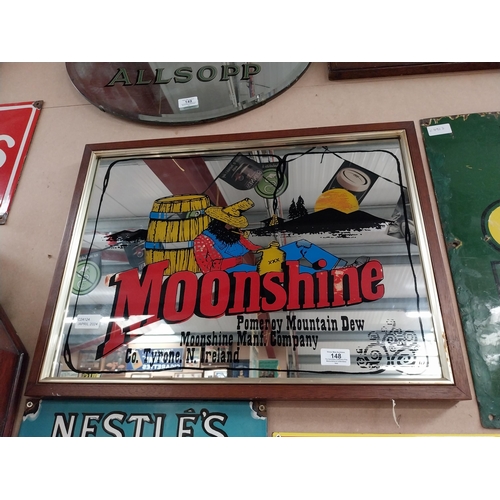 148 - Moonshine Mountain Dew Co Tyrone framed advertising mirror. {41 cm H x 59 cm W}