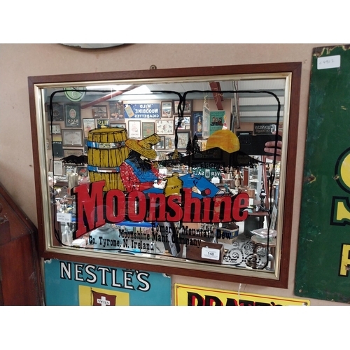 148 - Moonshine Mountain Dew Co Tyrone framed advertising mirror. {41 cm H x 59 cm W}