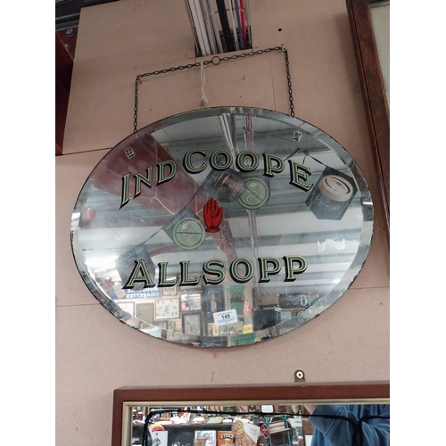 149 - Early 20th C. Ind Coope Allsopp advertising mirror {46 cm H x 45 cm W}.