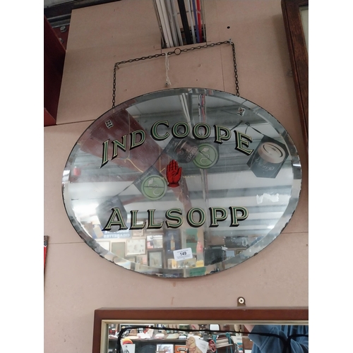 149 - Early 20th C. Ind Coope Allsopp advertising mirror {46 cm H x 45 cm W}.