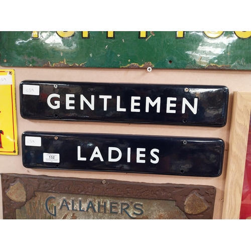 152 - Gentlemen and Ladies enamel wall door plaques. {9 cm H x 45 cm W}.