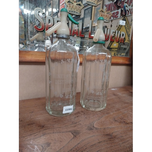 16 - Two Dublin Mineral Waters glass siphons. {20 cm H}.