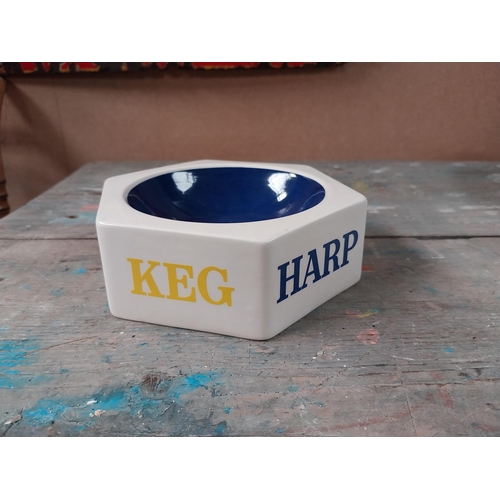 160 - Harp Keg Lager Wade ceramic advertising ashtray {5 cm H x 13 cm Dia.} and Martell advertising ashtra... 