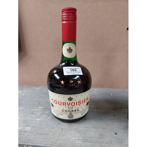 165 - Two bottles of Courvoisier Brandy with contents.