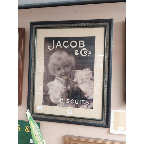 175 - Framed Jacob and Co's original showcard in original stamped frame. {69 cm H x 47 cm W].