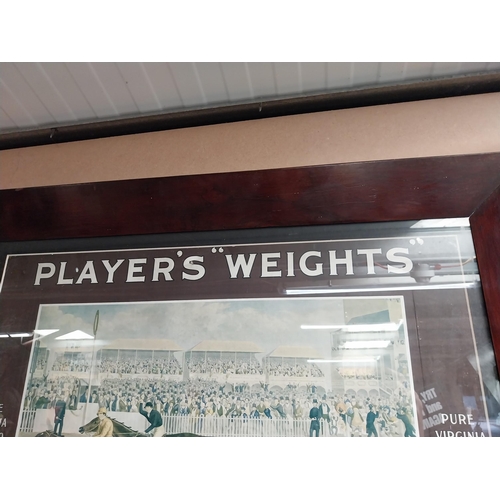 176 - Player's Weights cigarettes framed advertising showcard {56 cm H x 63 cm W}.