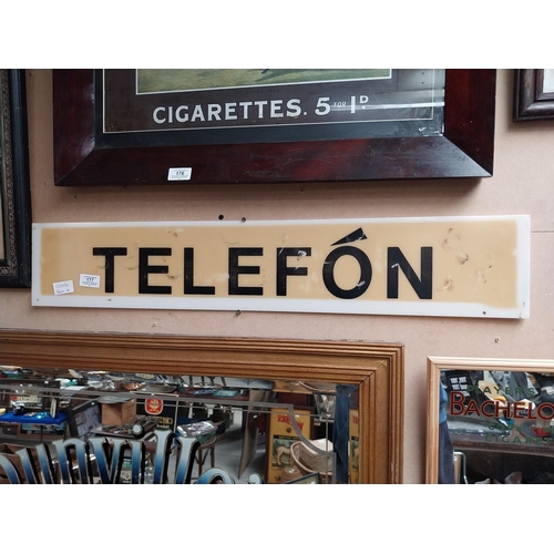 177 - Perspex Telefon as Gaeilge advertising sign. {15 cm H x 82 cm W}.