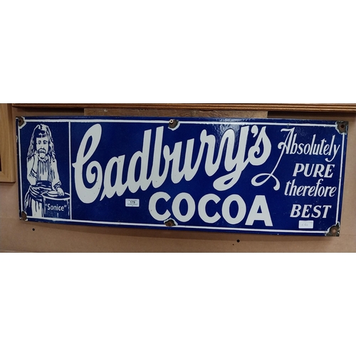 179 - Cadbury's Cocoa Absolutely Pure therefore the Best enamel advertising sign. {30 cm H x 90 cm W}.