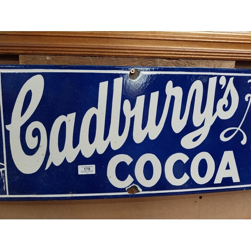 179 - Cadbury's Cocoa Absolutely Pure therefore the Best enamel advertising sign. {30 cm H x 90 cm W}.