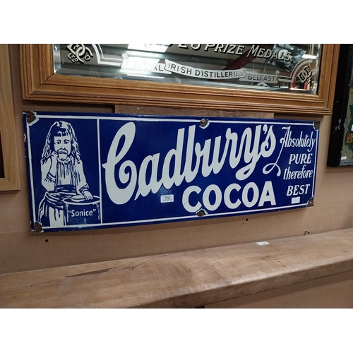 179 - Cadbury's Cocoa Absolutely Pure therefore the Best enamel advertising sign. {30 cm H x 90 cm W}.