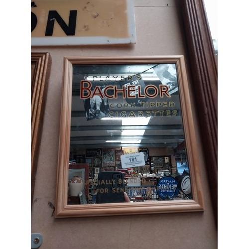 181 - Players Bachelor Cork Tipped framed advertising mirror {28 cm H x 23 cm W}.