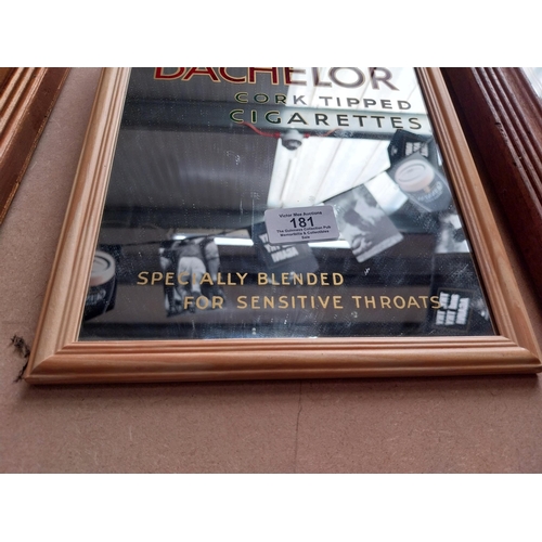 181 - Players Bachelor Cork Tipped framed advertising mirror {28 cm H x 23 cm W}.