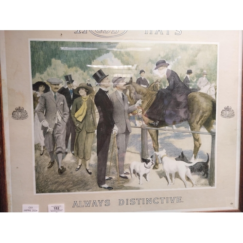 182 - Tress Hats Always Distinctive framed showcard. {66 cm H x 63 cm W}.