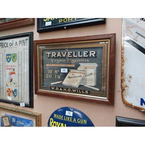 187 - Traveller Virginia Cigarettes framed advertising showcard. {31 cm H x 44 cm W}.