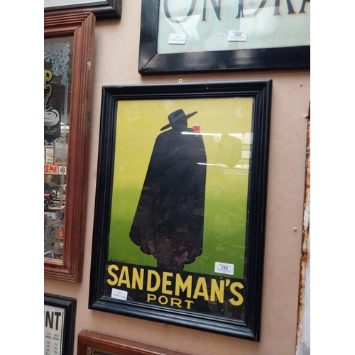 188 - Sandeman Port framed showcard. {52 cm H x 38 cm W}.