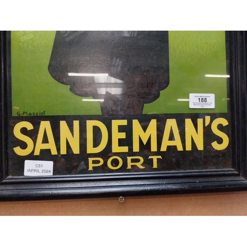 188 - Sandeman Port framed showcard. {52 cm H x 38 cm W}.