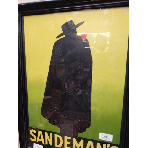 188 - Sandeman Port framed showcard. {52 cm H x 38 cm W}.