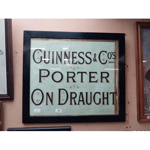 189 - Framed Guinness and Co Porter on Draught showcard. {67 cm H x 54 cm W}.