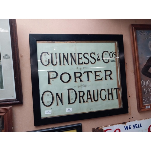 189 - Framed Guinness and Co Porter on Draught showcard. {67 cm H x 54 cm W}.