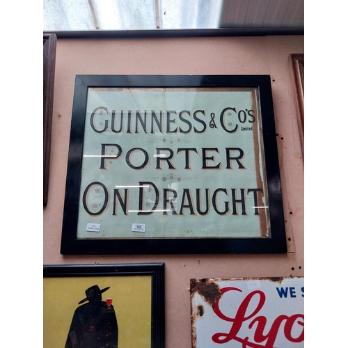 189 - Framed Guinness and Co Porter on Draught showcard. {67 cm H x 54 cm W}.