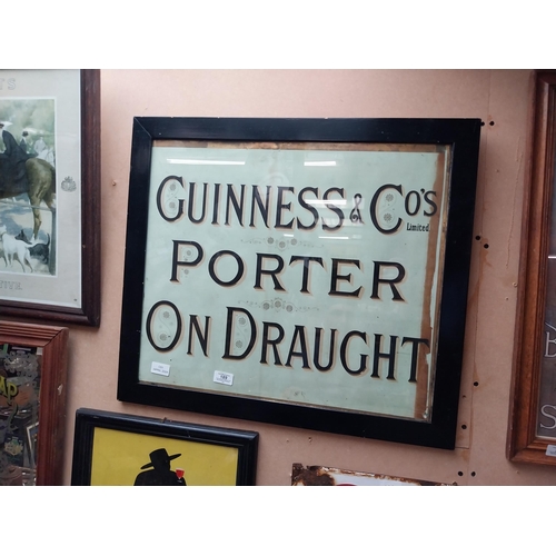 189 - Framed Guinness and Co Porter on Draught showcard. {67 cm H x 54 cm W}.