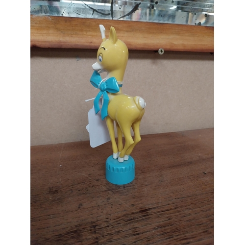 19 - 1960's plastic Babycham Deer advertising model {16 cm H x 6 cm W x 3 cm D}.