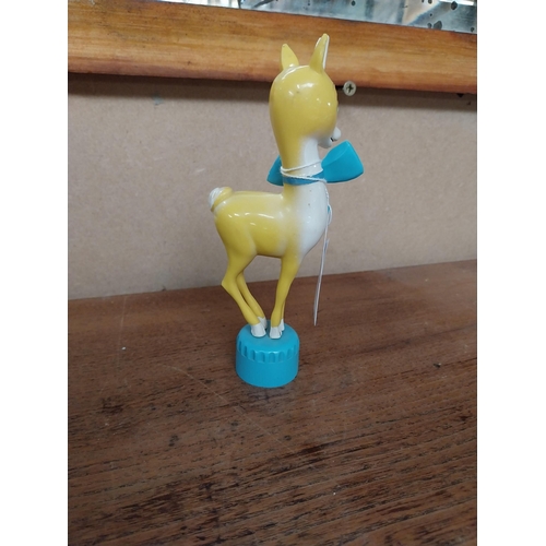 19 - 1960's plastic Babycham Deer advertising model {16 cm H x 6 cm W x 3 cm D}.