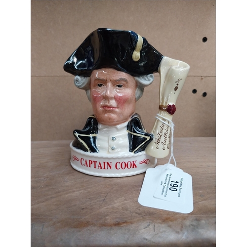 190 - Two Royal Doulton Captain Cook Bourbon and Mr McCawber Dewars Whiskey ceramic advertising figures. {... 