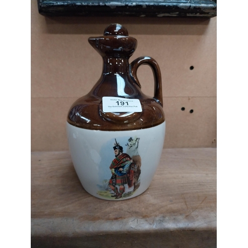 191 - Scotch Whiskey flagon. {19 cm H} and Colorado Bourbon Whiskey advertising flagon {16 cm H z 19 cm W ... 