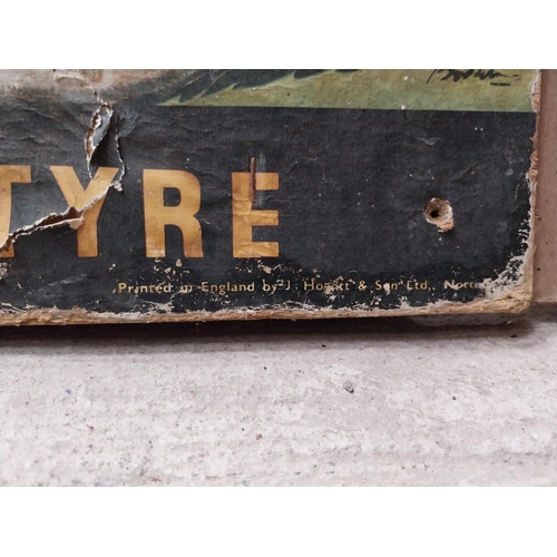 2 - 1930's cardboard Dunlop Cycle Tyres showcard. {104 cm H x 74 cm W}.