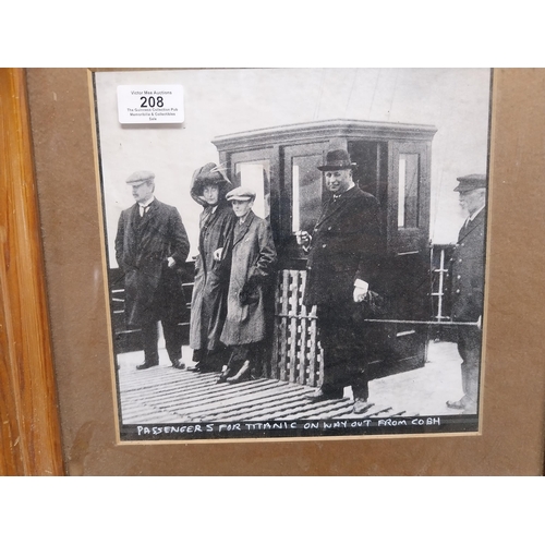 208 - Framed black and white prints Titanic passengers leaving Cobh and Liverpool. {39 cm H x 40 cm W] and... 