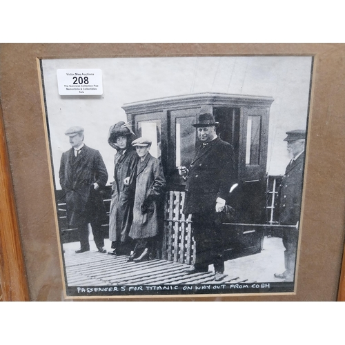 208 - Framed black and white prints Titanic passengers leaving Cobh and Liverpool. {39 cm H x 40 cm W] and... 