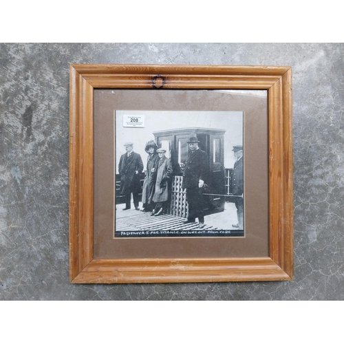 208 - Framed black and white prints Titanic passengers leaving Cobh and Liverpool. {39 cm H x 40 cm W] and... 