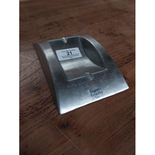 21 - Seagram's Extra Dry Gin aluminium advertising ashtray {3 cm H x 15 cm W x 10 cm D} and Heineken poke... 