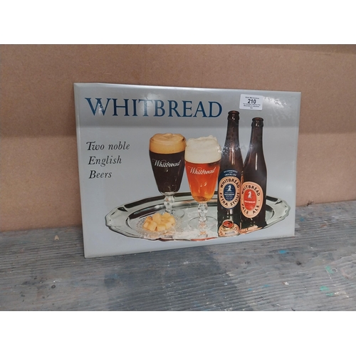 210 - Whitbread English Beer celluloid advertising sign. {34 cm H x 34 cm W}.