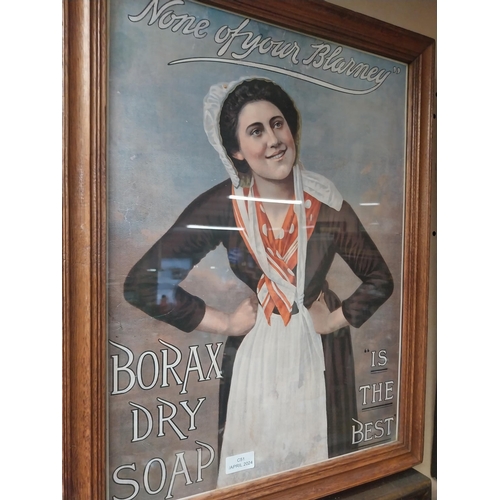 218 - Framed Borax Soap None of Your Blarney advertising showcard. {65 cm H x 50 cm W}.