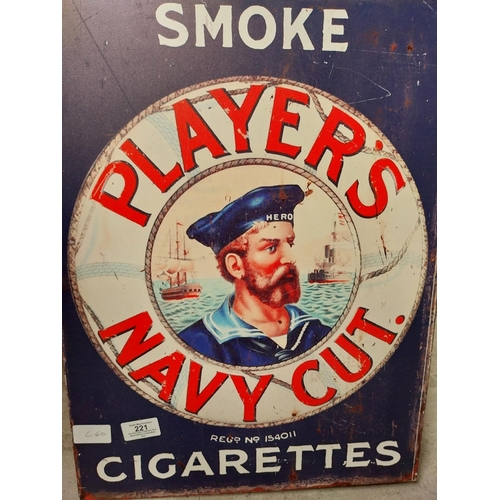 221 - Smoke Player's Navy Cut Tobacco/Smoke Player's Navy Cut Cigarettes double sided metal advertising si... 