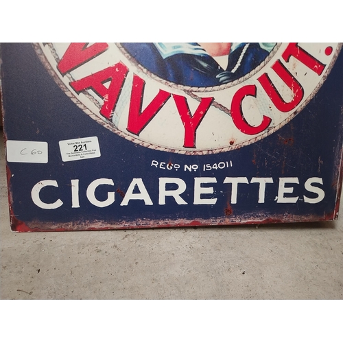 221 - Smoke Player's Navy Cut Tobacco/Smoke Player's Navy Cut Cigarettes double sided metal advertising si... 