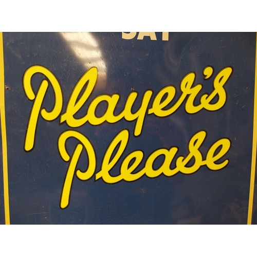 225 - Original Be Sure Of Pleasure Say Player's Please tin advertising sign some damage. {87 cm H x 61 cm ... 