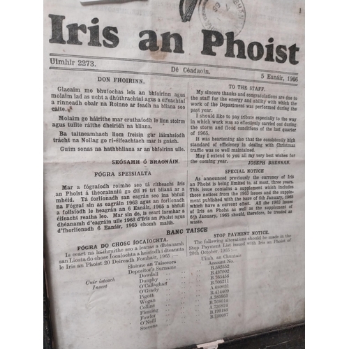 227 - Framed Iris an Phoist newsletter dated 5 Jan 1966. {33 cm H x 23 cm W}.