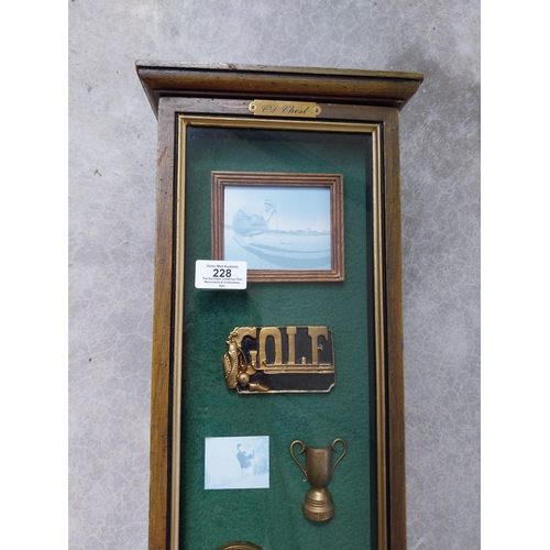 228 - Wooden Golf themed C D holder. {110 cm H x 20 cm W x 20 cm D}.