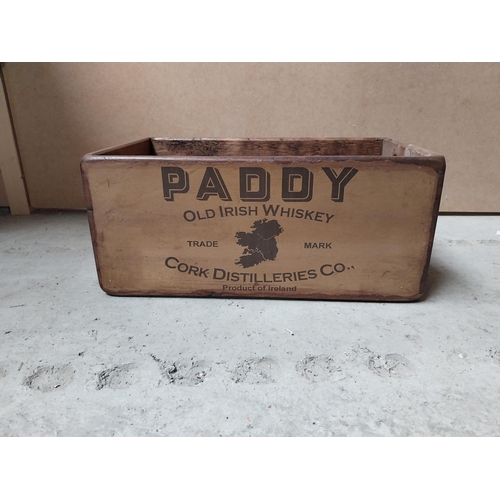 231 - Two Paddy Irish Whiskey wooden advertising crates. {16 cm H x 35 cm W x 22 cm D} and {14 cm H x 32 c... 