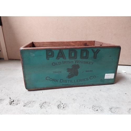 231 - Two Paddy Irish Whiskey wooden advertising crates. {16 cm H x 35 cm W x 22 cm D} and {14 cm H x 32 c... 