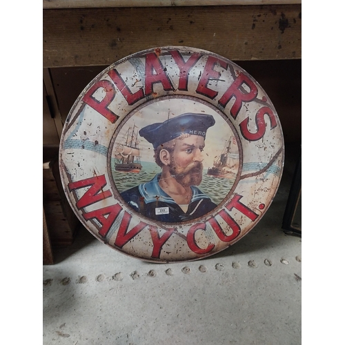 233 - Player's Please Navy Cut tinplate advertising sign. {80 cm Dia.}.