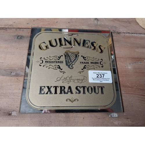 237 - Guinness Extra Stout glass advertisement. {16 cm H x 10 cm W}. PART OF THE DAVID HUGHES COLLECTION.