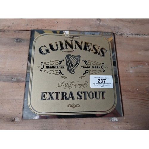 237 - Guinness Extra Stout glass advertisement. {16 cm H x 10 cm W}. PART OF THE DAVID HUGHES COLLECTION.